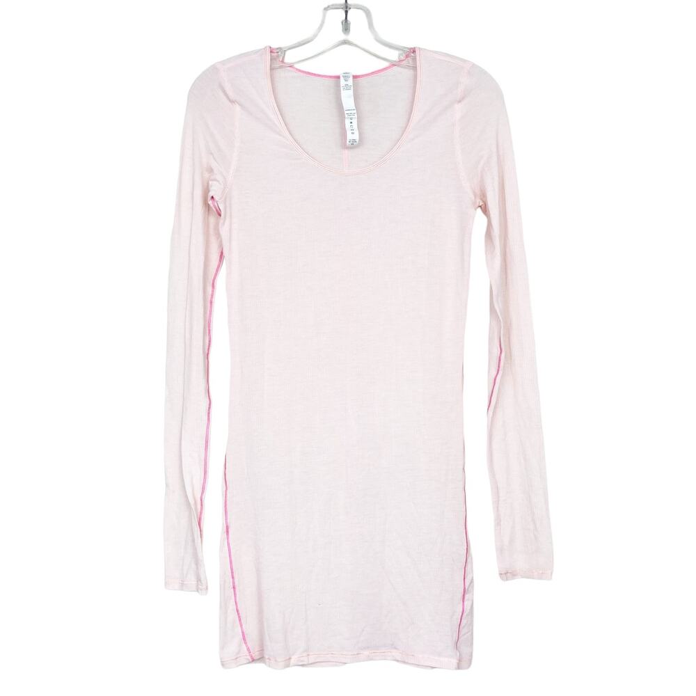 Lululemon Light Pink Ribbed Long Sleeve Tunic Top Sz 4